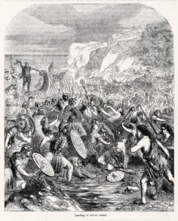 Landing of Julius Caesar, Illustration from John Cassell's Illustrated History of England, Vol. I from the earliest period to the reign of Edward the Fourth, Cassell, Petter and Galpin, 1857