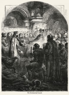 Ecclesiastical Council, Illustration from John Cassell's Illustrated History of England, Vol. I from the earliest period to the reign of Edward the Fourth, Cassell, Petter and Galpin, 1857