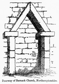 Doorway of Barnack Church, Northamptonshire, Illustration from John Cassell's Illustrated History of England, Vol. I from the earliest period to the reign of Edward the Fourth, Cassell, Petter and Gal...
