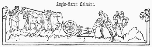 Anglo-Saxon Calendar, January, pre-Norman Conquest of 1066, Illustration from John Cassell's Illustrated History of England, Vol. I from the earliest period to the reign of Edward the Fourth, Cassell,...