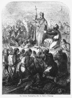 The Norman Thanksgiving after the Battle of Hastings, Illustration from John Cassell's Illustrated History of England, Vol. I from the earliest period to the reign of Edward the Fourth, Cassell, Pette...