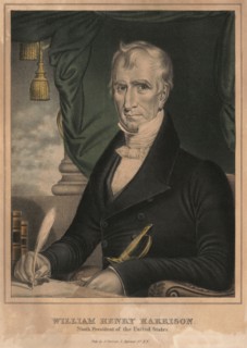 William Henry Harrison (1773-1841), Military Officer and Ninth President of the United States, Seated Portrait, Lithograph, Nathaniel Currier, 1841
