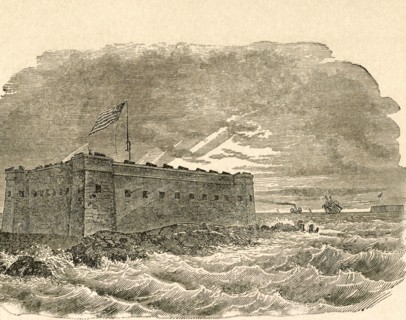 Fort Zachary Taylor, Key West, Florida, Engraving, 1860's