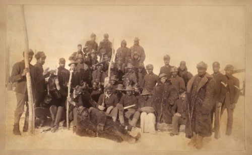 Buffalo Soldiers of the 25th Infantry, Some Wearing Buffalo Robes, Fort Keogh, Montana, USA, Christopher Barthelmess, William A. Gladstone Collection of African American Photographs, 1890