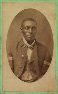 African-American Man, Possibly a Buffalo Soldier, Half-Length Portrait, Cantonment, Indian Territory, Mosser & Snell, 1860's