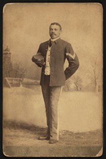 Buffalo Soldier, 25th Infantry, Full-Length Portrait in Uniform Holding Hat, Fort Custer, Montana, USA, by Orlando Scott Goff, William A. Gladstone Collection of African American Photographs, 1880's