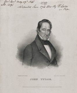 John Tyler (1790-1862), 10th President of the United States, Head and Shoulders Portrait, Lithograph by John T. Bowen from a Painting by R. Lorton, 1840