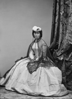 Miss Chapman, Seated Portrait of Woman in Long Dress with Sheer Cape and Veil, Photograph by Mathew Brady, Brady-Handy Collection, 1850's