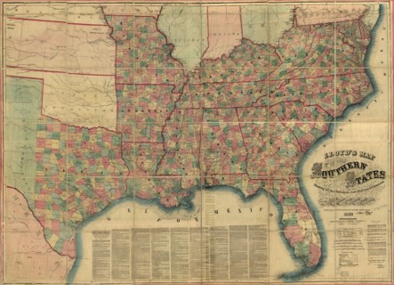 Lloyd's Map of the Southern States showing all the Railroads, their Stations & Distances, Published by James T. Lloyd, New York, 1862