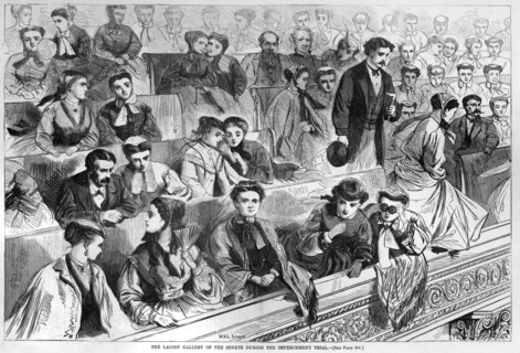 The Ladies Gallery of the Senate during the Impeachment Trial, Engraving by W.S.L. Lewitt, Harper's Weekly, April 18, 1868