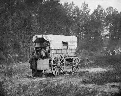 U.S. Military Telegraph Battery Wagon, Army of the Potomac Headquarters, Siege of Petersburg, American Civil War, Petersburg, Virginia, USA, Photograph by David Knox, 1864