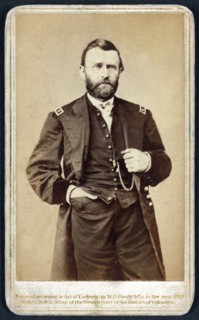 Ulysses S. Grant (1822-85), General of Union Army during American Civil War, 18th President of the United States 1869-77, Three-Quarter Length Portrait, Photograph, Mathew B. Brady, Carte de visite, 1...
