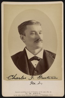 Charles J. Guiteau, Assassin of U.S. President James A. Garfield, Head and Shoulders Portrait taken in Jail, Washington DC, USA, Photograph by Charles Milton Bell, February 6, 1882