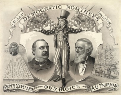 Our Choice, Grover Cleveland, A.G. Thurman, Democratic Nominees for President and Vice President, Campaign Poster, Lithograph, Kurz & Allison, 1888