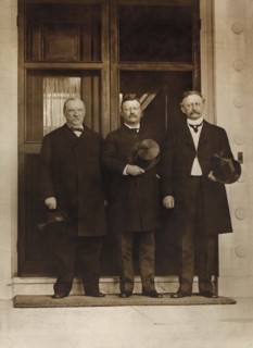 Former U.S. President Grover Cleveland, President Theodore Roosevelt and David R. Francis, Full-Length Portrait, Washington DC, USA, Photograph by Murillo Studio, 1903