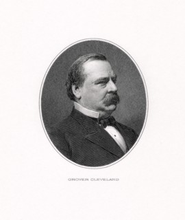 Grover Cleveland (1837-1908), 22nd and 24th President of the United States 1885–89 and 1893–97, Head and Shoulders Portrait, Engraving, 1884