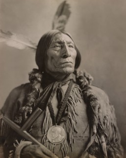 Wolf Robe, Southern Cheyenne Chief, Wearing a Benjamin Harrison Presidential Medallion, which he Received from the Federal Government in 1890 for Assisting the Cherokee Commission in Negotiations for ...