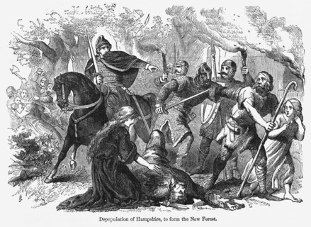Depopulation of Hampshire, to form the New Forest, Illustration from John Cassell's Illustrated History of England, Vol. I from the earliest period to the reign of Edward the Fourth, Cassell, Petter a...