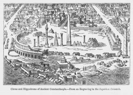 Circus and Hippodrome of Ancient Constantinople, from an Engraving in the Imperium Orientale, Illustration from John Cassell's Illustrated History of England, Vol. I from the earliest period to the re...