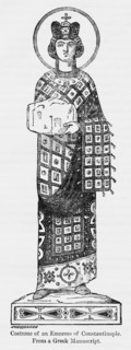 Costume of an Empress of Constantinople, From a Greek Manuscript, Illustration from John Cassell's Illustrated History of England, Vol. I from the earliest period to the reign of Edward the Fourth, Ca...