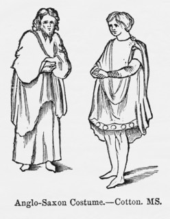 Anglo-Saxon Costume, Cotton, MS, Illustration from John Cassell's Illustrated History of England, Vol. I from the earliest period to the reign of Edward the Fourth, Cassell, Petter and Galpin, 1857
