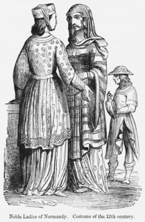 Noble Ladies of Normandy, Costume of the 12th century, Illustration from John Cassell's Illustrated History of England, Vol. I from the earliest period to the reign of Edward the Fourth, Cassell, Pett...