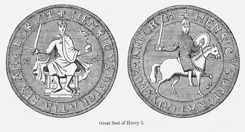 Great Seal of Henry I, Illustration from John Cassell's Illustrated History of England, Vol. I from the earliest period to the reign of Edward the Fourth, Cassell, Petter and Galpin, 1857