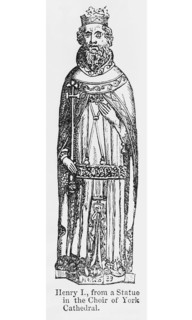 Henry I., from a Statue in the Choir of York Cathedral, Illustration from John Cassell's Illustrated History of England, Vol. I from the earliest period to the reign of Edward the Fourth, Cassell, Pet...