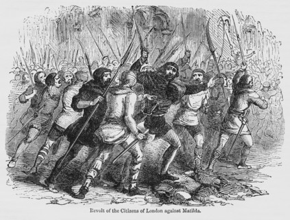Revolt of the Citizens of London against Matilda, Illustration from John Cassell's Illustrated History of England, Vol. I from the earliest period to the reign of Edward the Fourth, Cassell, Petter an...