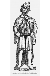 Statue of Stephen in the Choir of York Cathedral, Illustration from John Cassell's Illustrated History of England, Vol. I from the earliest period to the reign of Edward the Fourth, Cassell, Petter an...