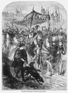 Progress of Thomas à Becket through France, Illustration from John Cassell's Illustrated History of England, Vol. I from the earliest period to the reign of Edward the Fourth, Cassell, Petter and Galp...