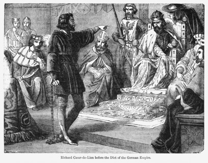 Richard Coeur de Lion before the Diet of the German Empire, Illustration from John Cassell's Illustrated History of England, Vol. I from the earliest period to the reign of Edward the Fourth, Cassell,...