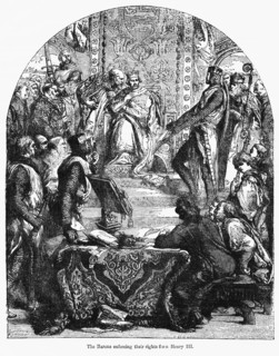 The Barons enforcing their rights from Henry III, Illustration from John Cassell's Illustrated History of England, Vol. I from the earliest period to the reign of Edward the Fourth, Cassell, Petter an...