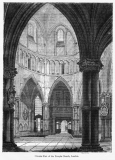 Circular Part of the Temple Church, London, Illustration from John Cassell's Illustrated History of England, Vol. I from the earliest period to the reign of Edward the Fourth, Cassell, Petter and Galp...