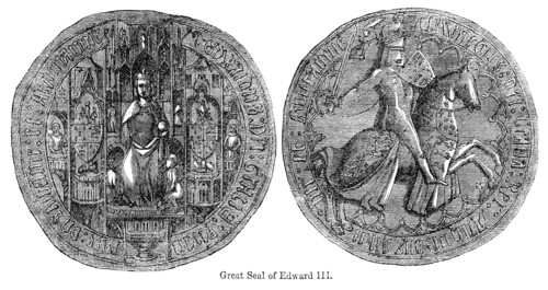 Great Seal of Edward III, Illustration from John Cassell's Illustrated History of England, Vol. I from the earliest period to the reign of Edward the Fourth, Cassell, Petter and Galpin, 1857