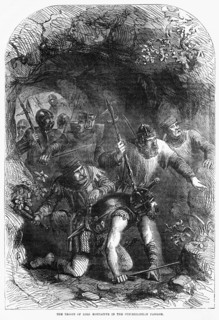 The troops of Lord Montacute in the Subterranean Passage, the Capture of Roger Mortimer, 1st Earl of March, by Edward III, Illustration from John Cassell's Illustrated History of England, Vol. I from ...