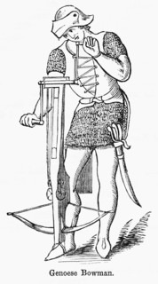 Genoese Bowman, Illustration from John Cassell's Illustrated History of England, Vol. I from the earliest period to the reign of Edward the Fourth, Cassell, Petter and Galpin, 1857