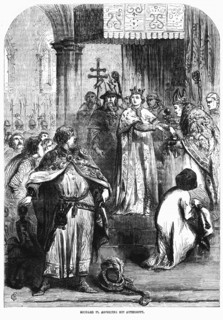 Richard II, Asserting His Authority, Illustration from John Cassell's Illustrated History of England, Vol. I from the earliest period to the reign of Edward the Fourth, Cassell, Petter and Galpin, 185...