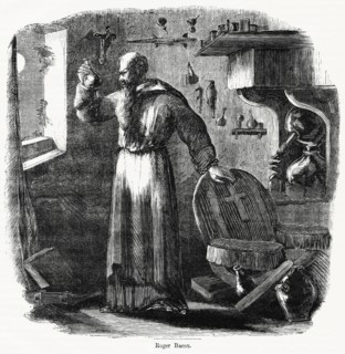 Roger Bacon, 13th century English philosopher and Franciscan friar, Illustration from John Cassell's Illustrated History of England, Vol. I from the earliest period to the reign of Edward the Fourth, ...