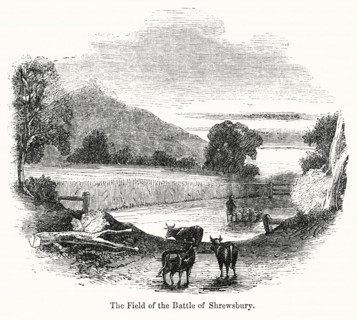 The Field of the Battle of Shrewsbury, Illustration from John Cassell's Illustrated History of England, Vol. I from the earliest period to the reign of Edward the Fourth, Cassell, Petter and Galpin, 1...