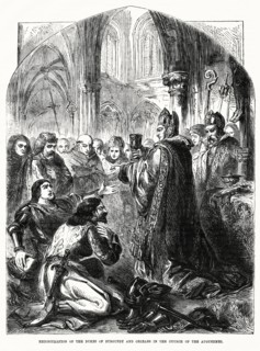 Reconciliation of the Dukes of Burgundy and Orleans in the Church of the Augustines, Illustration from John Cassell's Illustrated History of England, Vol. I from the earliest period to the reign of Ed...