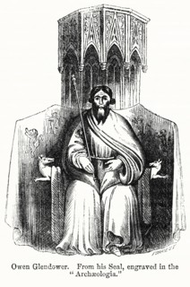 Owen Glendower, Prince of Wales 1404-15, From his Seal, engraved in the “Archeologica”, Illustration from John Cassell's Illustrated History of England, Vol. I from the earliest period to the reign of...