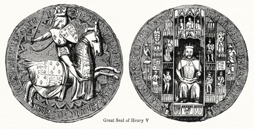 Great Seal of Henry V, Illustration from John Cassell's Illustrated History of England, Vol. I from the earliest period to the reign of Edward the Fourth, Cassell, Petter and Galpin, 1857