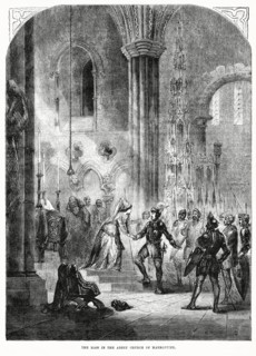 The Mass in the Abbey Church of Marmontier, Illustration from John Cassell's Illustrated History of England, Vol. I from the earliest period to the reign of Edward the Fourth, Cassell, Petter and Galp...