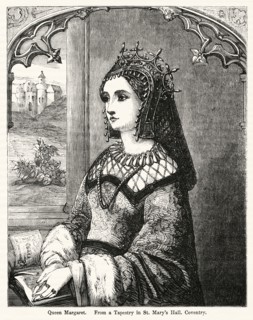 Queen Margaret, From a Tapestry in St. Mary’s Hall, Coventry, Illustration from John Cassell's Illustrated History of England, Vol. I from the earliest period to the reign of Edward the Fourth, Cassel...