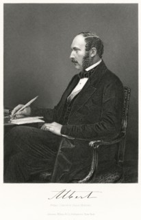 Prince Albert (1819-61), Prince Consort to Queen Victoria, Seated Profile Portrait, Steel Engraving, Portrait Gallery of Eminent Men and Women of Europe and America by Evert A. Duyckinck, Published by...