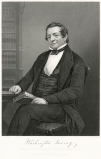 Washington Irving (1783-1859), American Writer and Diplomat, Seated Portrait, Steel Engraving, Portrait Gallery of Eminent Men and Women of Europe and America by Evert A. Duyckinck, Published by Henry...