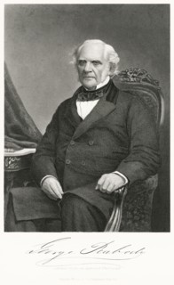 George Peabody (1795-1869), American Financier and Philanthropist, Seated Portrait, Steel Engraving, Portrait Gallery of Eminent Men and Women of Europe and America by Evert A. Duyckinck, Published by...