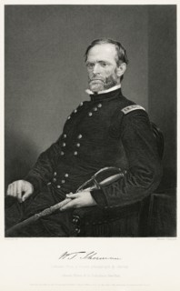 William Tecumseh Sherman (1820-1891), Union General During American Civil War, Seated Portrait, Steel Engraving, Portrait Gallery of Eminent Men and Women of Europe and America by Evert A. Duyckinck, ...
