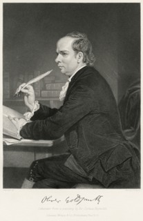 Oliver Goldsmith (1728-74), Irish Novelist, Playwright and Poet, Seated Portrait, Steel Engraving, Portrait Gallery of Eminent Men and Women of Europe and America by Evert A. Duyckinck, Published by H...